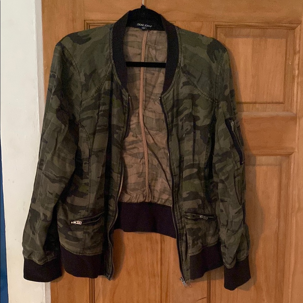Dkny Green Bomber Jacket with Velvet Texture